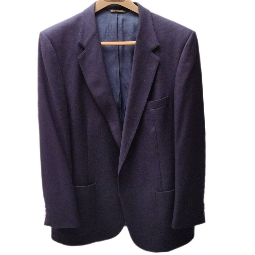 42R Halston Wool Blazer Navy Blue Sport Coat Jacket Two Button